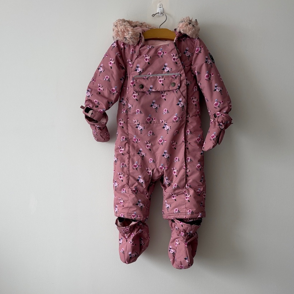 Deux par Deux Mauve Floral Kids Puffer Snowsuit